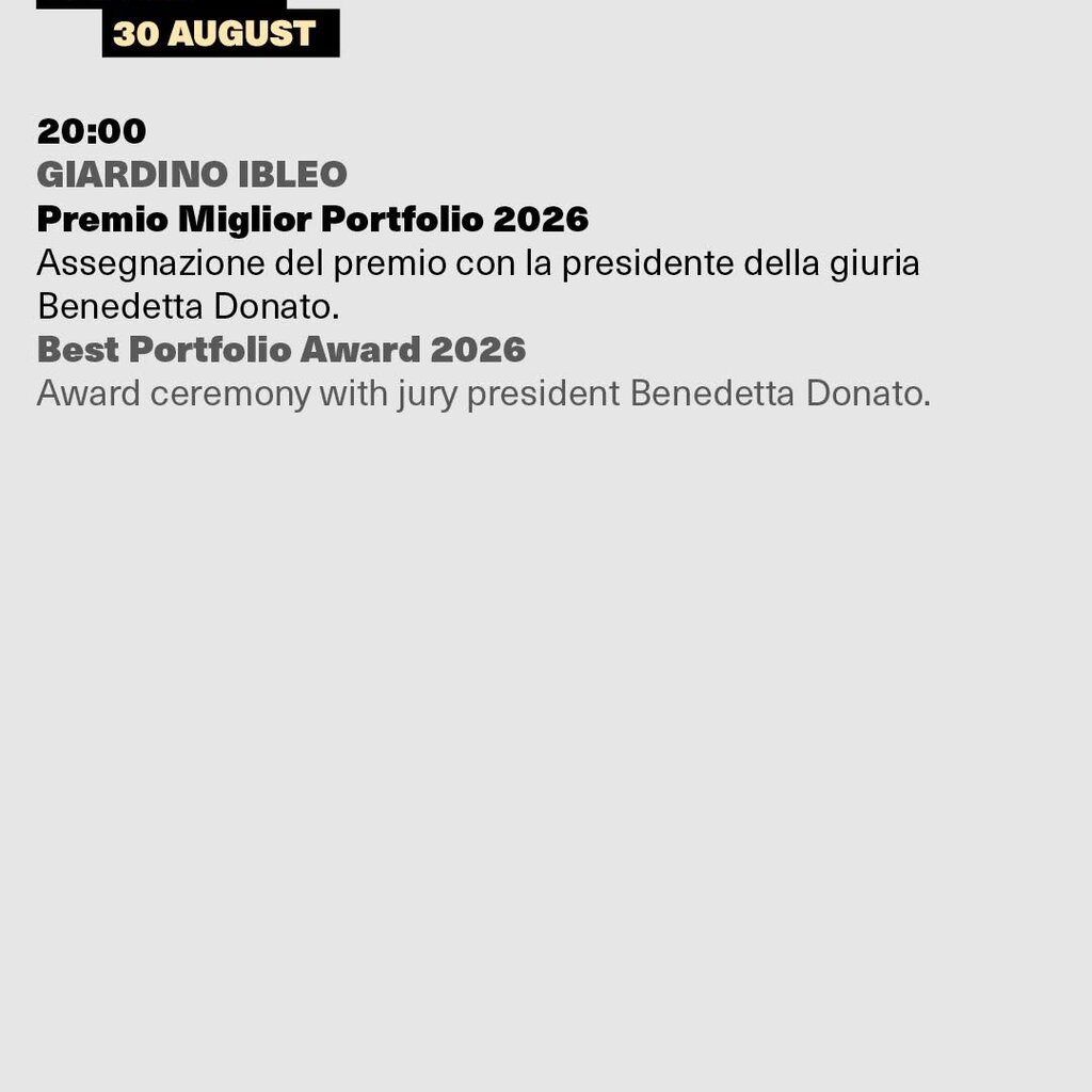30 Agosto 2026 Premio Miglior Portfolio