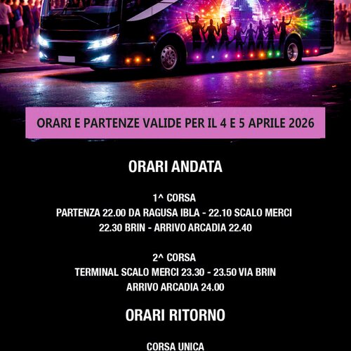Discobus gratuito per/da Arcadia Discotheque