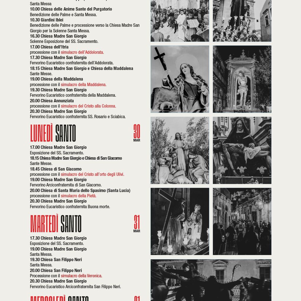 29 Marzo 5 Aprile Settimana Santa Ragusa Ibla Programma 1