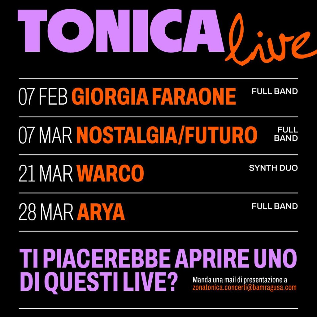 Tonica Live Stagione Feb Mar 2026