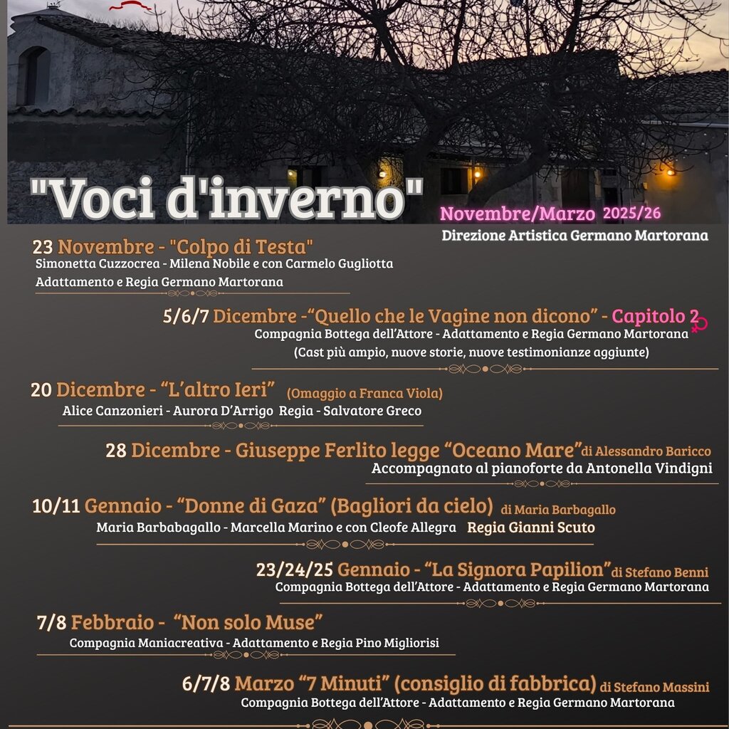 Stagione Voci D'inverno 2025 2026 Germano Martorana Spazio 87