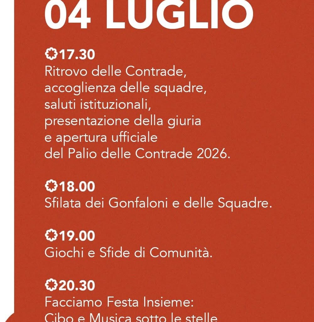 4 Luglio 2026 Il Palio Delle Contrade Bis