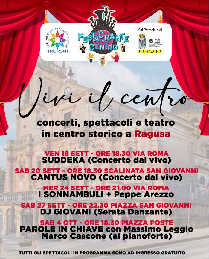 19, 20, 24, 27 Set E 4 Ott Vivi Il Centro CCN Tre Ponti 19, 20, 24, 27 Set E 4 Ott Vivi Il Centro CCN Tre Ponti